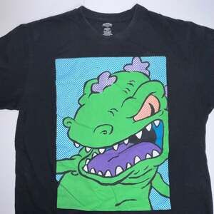 Rugrats Reptar Graphic Tee - Men's Size Large - Black 90s Retro Style T-Shirt